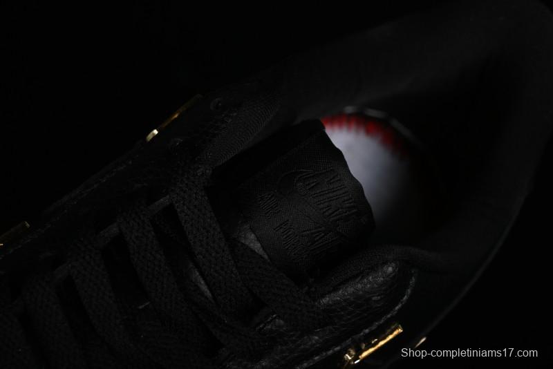 Nike Air Force 1 '07 Low Black Gold Swoosh Casual Sneakers - CT1990-001