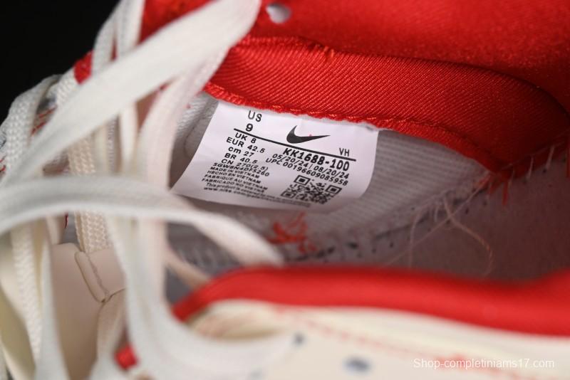 Nike SB Dunk Low Comme des Garcons Collaboration - Off-White Small Red Hook Anniversary High-End Custom Low-Top Casual Skate Shoes - KK1688-100