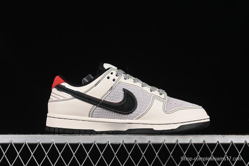 Nike SB Dunk Low Black Wukong Series - Beige Grey Black Swoosh Anniversary Custom Low-Top Casual Skate Shoes - SJ1089-014