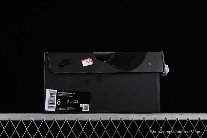 Nike Supreme x Air Force 1 Low Casual Sneakers with Full-Grain Leather and 3/4 Air Cushion - CU9225-101