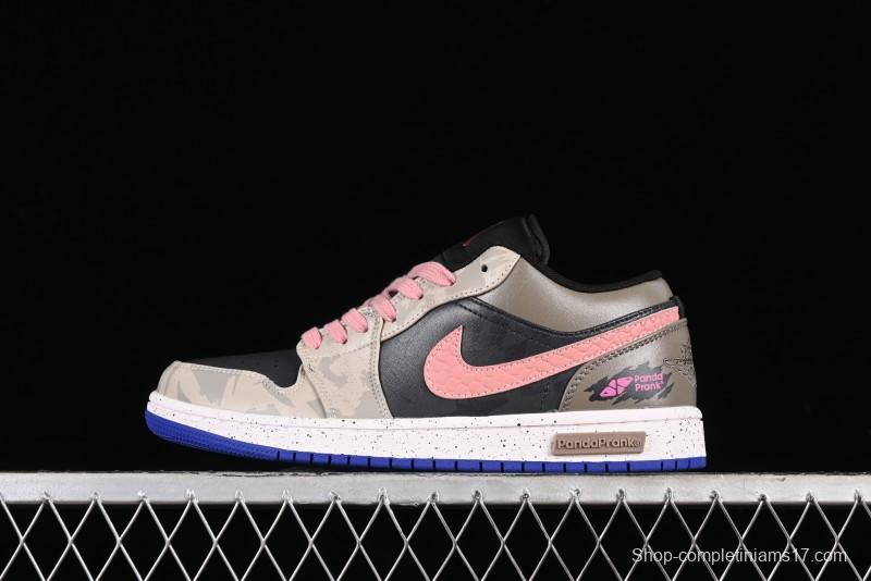 Nike Air Jordan 1 Low Retro Basketball Shoes with Panda Mischief Pioneer Knight Design - 553558-154