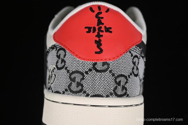 Nike Travis Scott x Fragment Design x Air Jordan 1 Low OG SP AJ1 Gucci Collaboration - Black Grey Pattern Low Top Casual Sneakers - XY2688-117