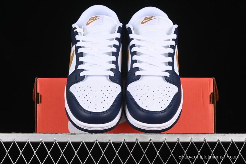 Nike Dunk Low SB Skateboarding Shoes in Black/White/Gold Colorway - FB9109-111