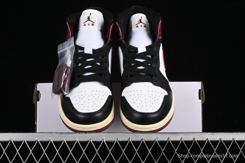 Nike Air Jordan 1 Mid AJ1 Snake Print Black Red Toe Mid-Top Basketball Shoes - FQ7818-101