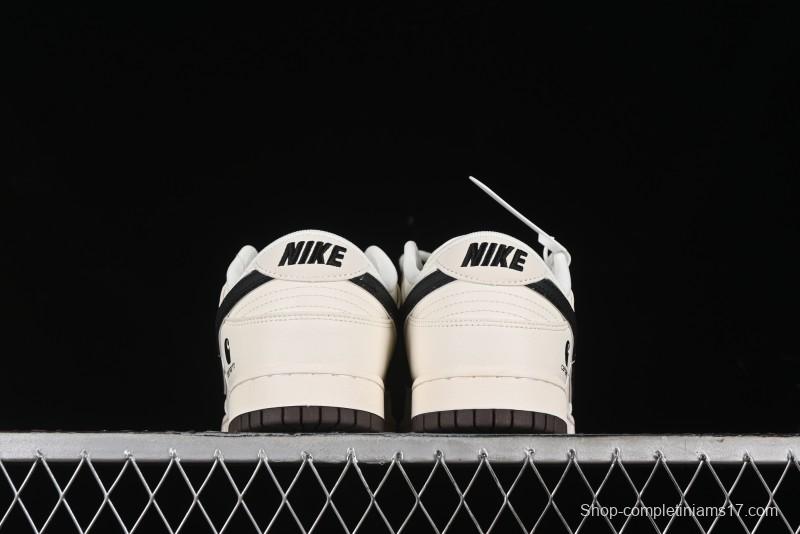 Nike SB Dunk Low Carhartt Collaboration - Off White Black Swoosh Anniversary Customized Low-Top Casual Skate Shoes - SJ1089-007