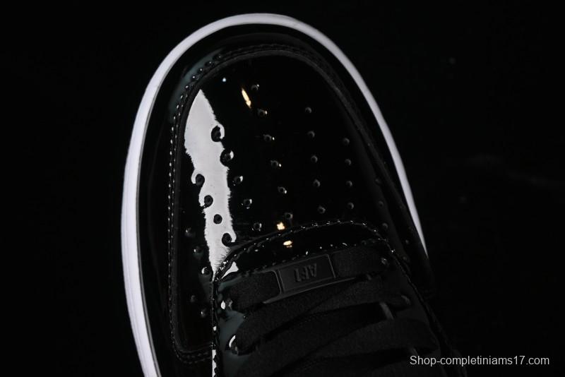 Nike Air Force 1 '07 Low Patent Leather All Black Casual Sneakers - AH6827-001