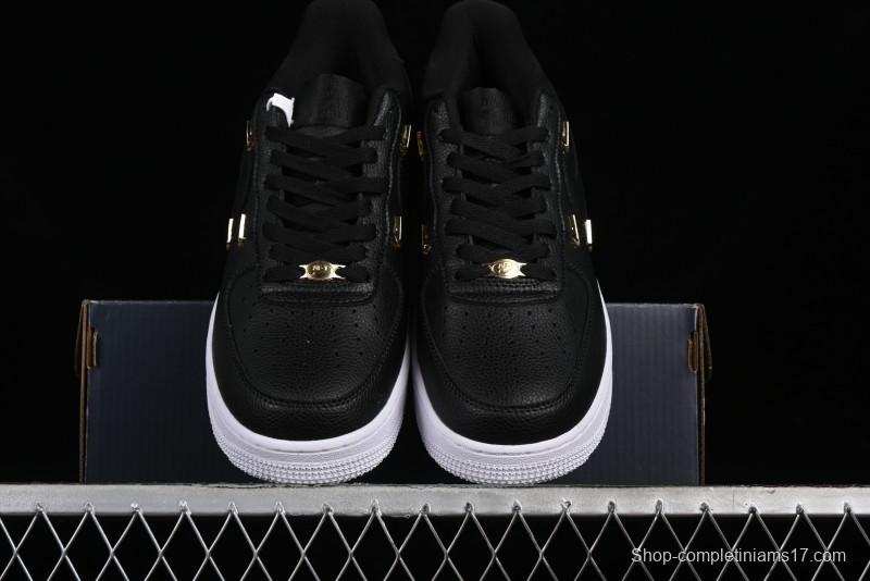 Nike Air Force 1 '07 Low Black Gold Swoosh Casual Sneakers - CT1990-001