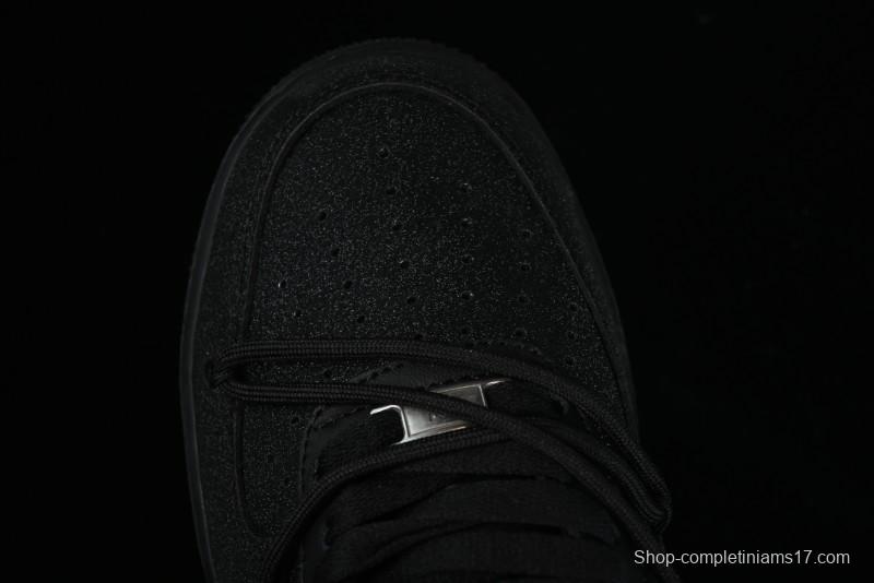 Nike Air Force 1 '07 Low Cleanfit High Street Retro Style All Black Star-Studded Diamond Accents Lace-Up Low-Top Casual Sneakers - ZH0316-030
