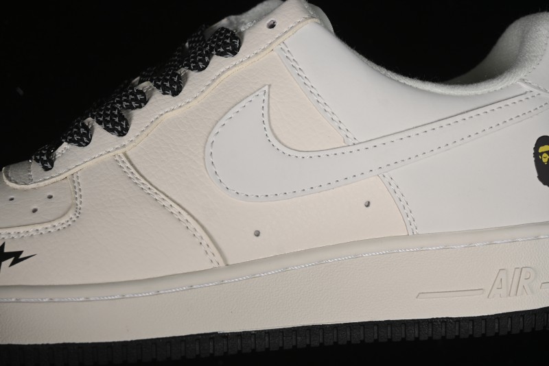 Nike Air Force 1 '07 Low Bape Collaboration - Black Beige Starry Sky Low Top Casual Sneakers - FG6688-103