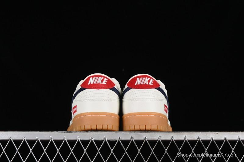 Nike SB Dunk Low Supreme Collaboration - Off White Gum Anniversary Customized Low-Top Casual Skate Shoes - JH8310-945