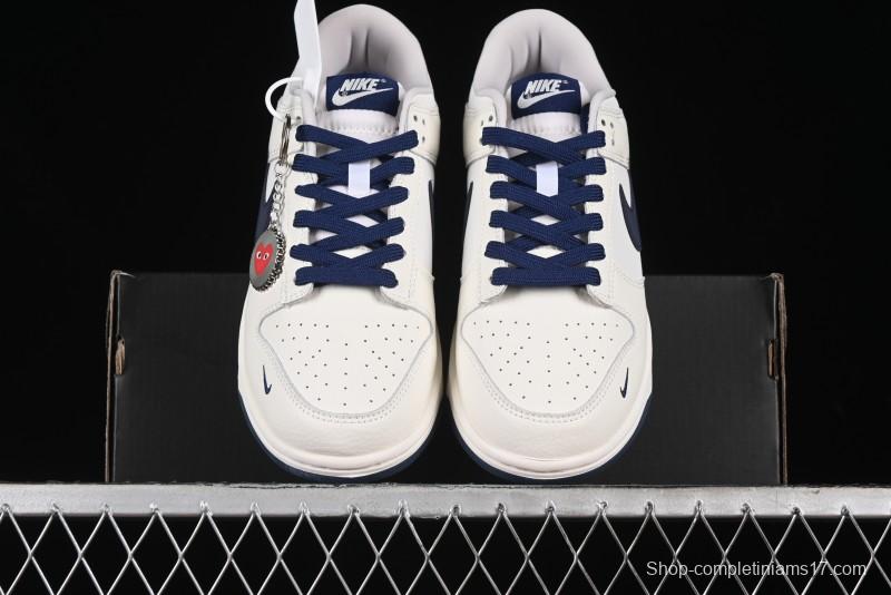 Nike SB Dunk Low Comme des Garcons Collaboration - Off-White Blue Swoosh Anniversary Custom Low-Top Casual Sneakers - KK1888-008