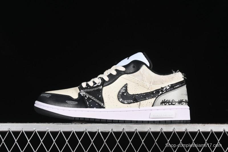Nike Air Jordan 1 Low AJ1 Panda Prank Universe Exploration Custom Casual Sneakers - 553558-132
