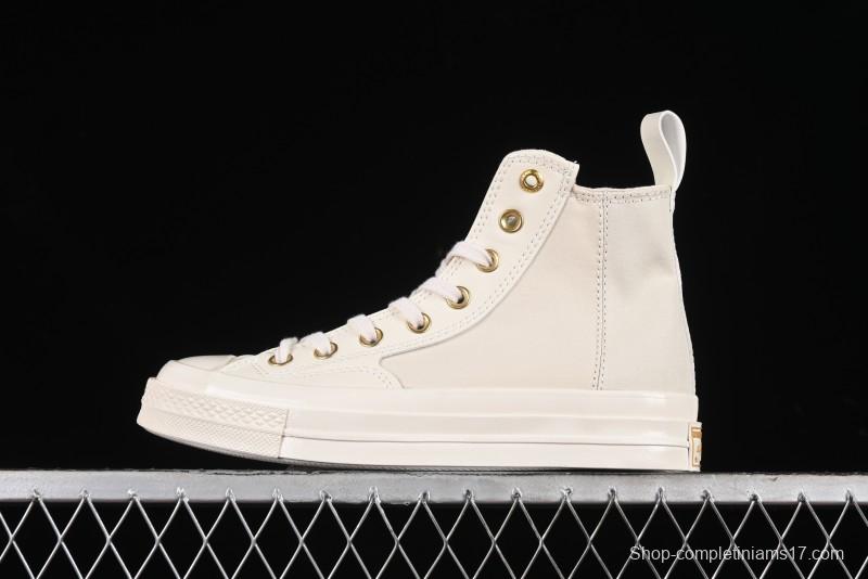 Converse Chuck 70s High Top Casual Sneakers with Cream Cloud and Gold Accents - A08232C