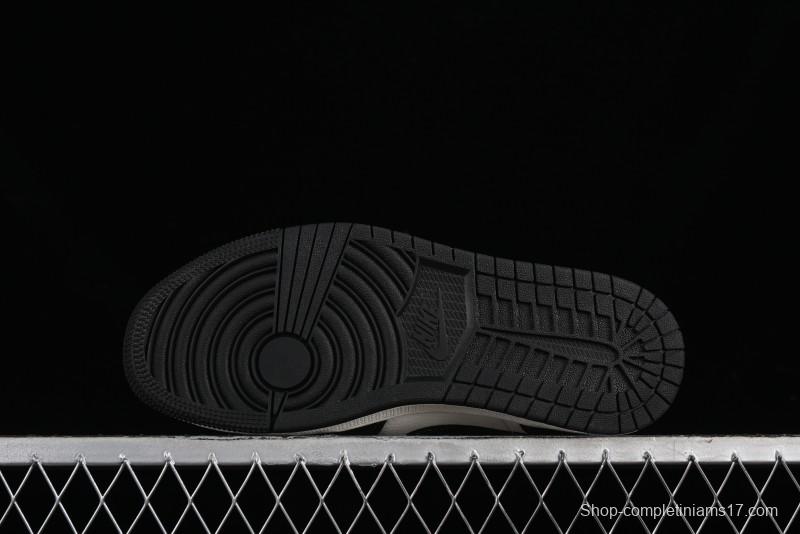 Nike Air Jordan 1 Low AJ1 x Violent Bear Collaboration - Black Beige Mark Line Custom Retro Basketball Shoes - SJ9950-013