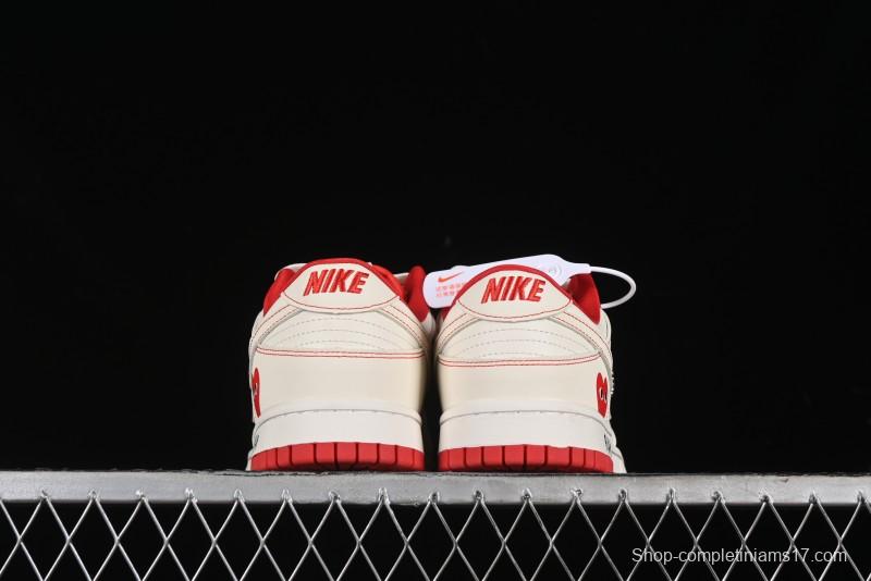 Nike SB Dunk Low Comme des Garcons Collaboration - Off-White Small Red Hook Anniversary High-End Custom Low-Top Casual Skate Shoes - KK1688-100