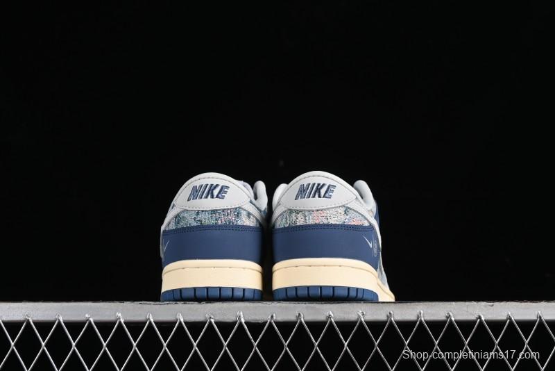 Nike SB Dunk Low CLOT Collaboration - Gray Blue Knit Anniversary Custom Low-Top Casual Skate Shoes - JH8310-950