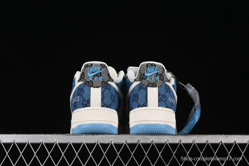 Nike Air Force 1 '07 Low Gucci Collaboration - Blue Floral Print Casual Sneakers - BB9577-101