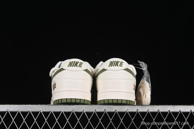 Nike SB Dunk Low Gucci Collaboration - Beige Green Floral Anniversary High-End Custom Low-Top Casual Skate Shoes - XX2025-918