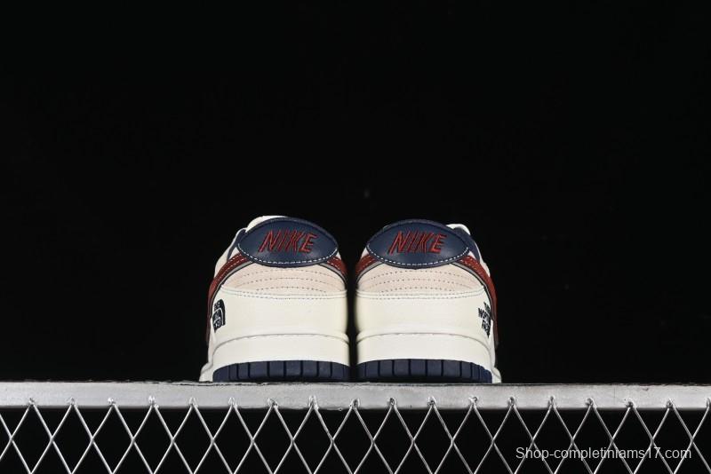 Nike SB Dunk Low The North Face Collaboration - Two-Tone Red Brown Swoosh Anniversary Custom Low-Top Casual Skate Shoes - DJ2024-036