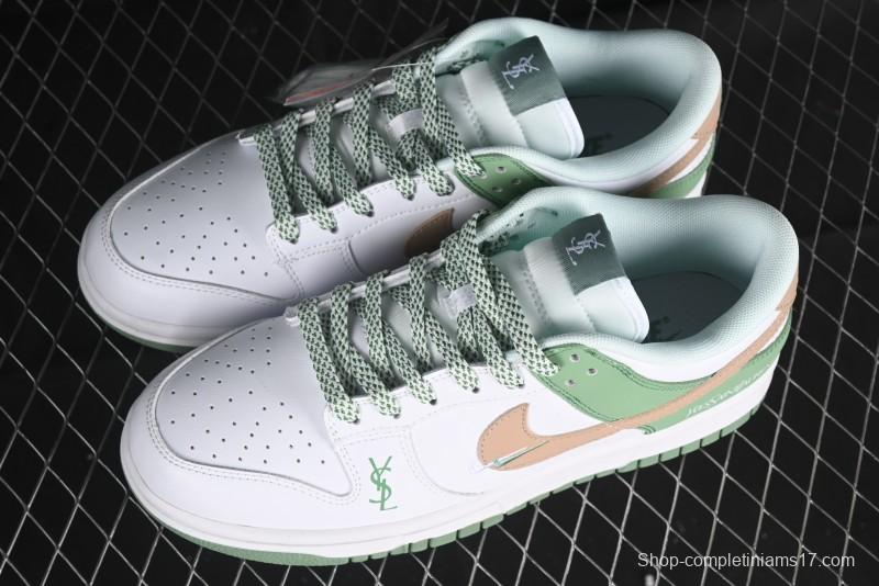 Nike SB Dunk Low YSL Series - White Green Brown Swoosh Anniversary High-End Custom Low-Top Casual Sneakers - GF2409-169