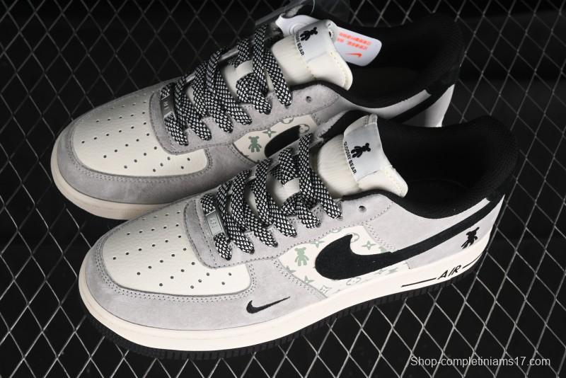 Nike Air Force 1 '07 Low Violent Bear Collaboration - Grey Black Print Low-Top Casual Sneakers - SJ9188-002