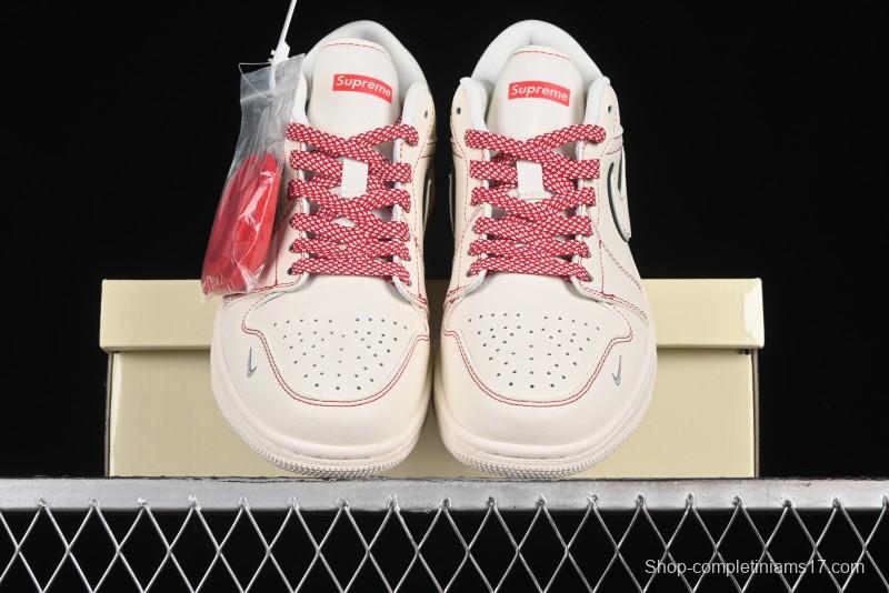 Nike Air Jordan 1 Low AJ1 Supreme Collaboration - Red Rabbit Retro Basketball Shoes - SJ9950-025