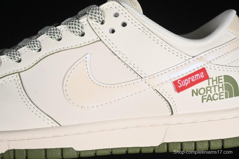 Nike SB Dunk Low Supreme The North Face Collaboration - Beige Green Reflective Swoosh Anniversary Custom Edition Low-Top Casual Skate Shoes - XX2025-638