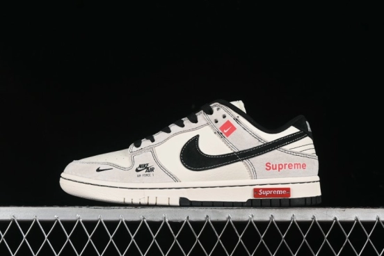 Nike SB Dunk Low SUP Collaboration - Gray White Black Swoosh Anniversary High-End Custom Low-Top Casual Skate Shoes - MM1089-019
