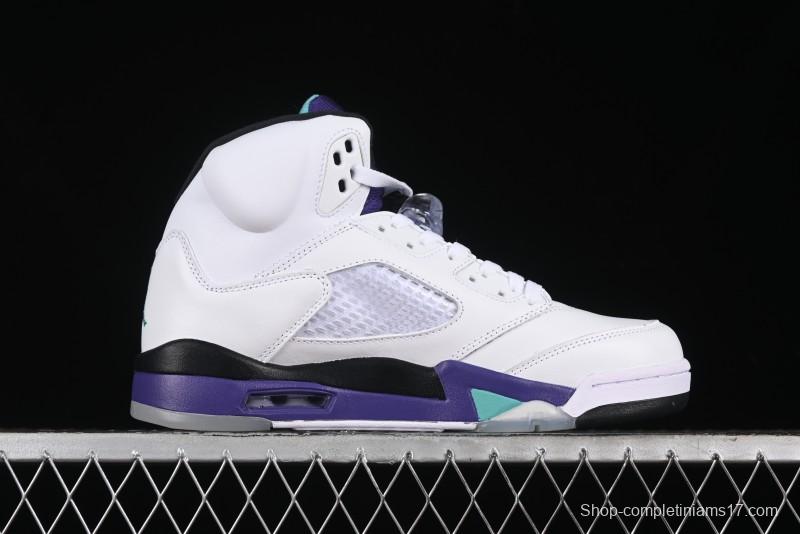Nike Air Jordan 5 Retro Sneakers in White and Purple Grape Colorway - 136027-108