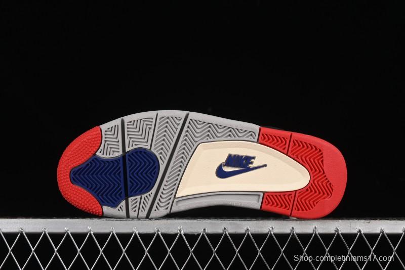 Nike Air Jordan 4 Retro Basketball Shoes in Black, Blue and Neutral Grey - FV5029-003