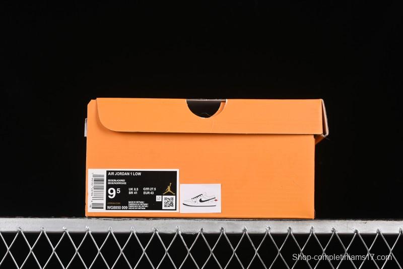 Nike Air Jordan 1 Low AJ1 LV Collaboration - Printed Dark Blue Swoosh High-End Custom Retro Basketball Shoes - WG8850-009