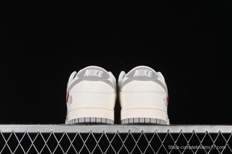Nike SB Dunk Low Supreme The North Face Collaboration - Light Gray Reflective Swoosh Anniversary Custom Edition Low-Top Casual Skate Shoes - XX2025-628