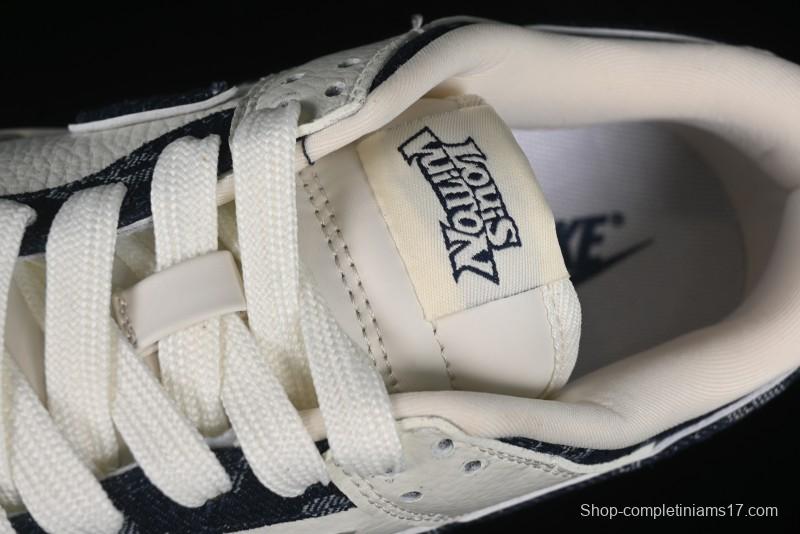 Nike SB Dunk Low LV Collaboration - Denim Print Swoosh Anniversary High-End Custom Low-Top Casual Skate Shoes - XB3802-360