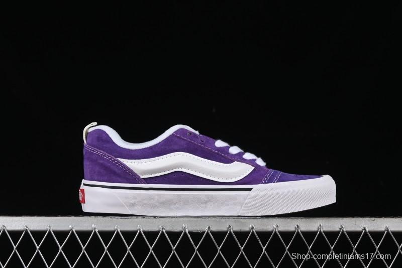 Vans Classics Knu Skool Full-Grain Leather Retro Sneakers with Chunky Silhouette - VN000CS0DRV