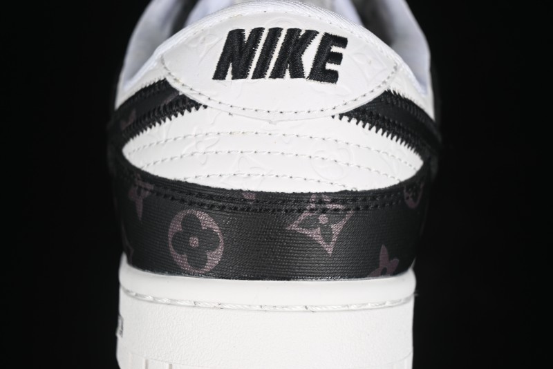 Nike SB Dunk Low LV Collaboration - Embossed White Black Print Anniversary High-End Custom Low-Top Casual Sneakers - DQ1098-361