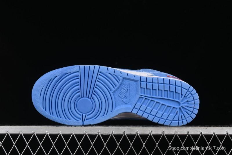 Nike SB Dunk Low Supreme Collaboration - Woven Blue Swoosh Anniversary Custom Low-Top Casual Skate Shoes - KK1888-015