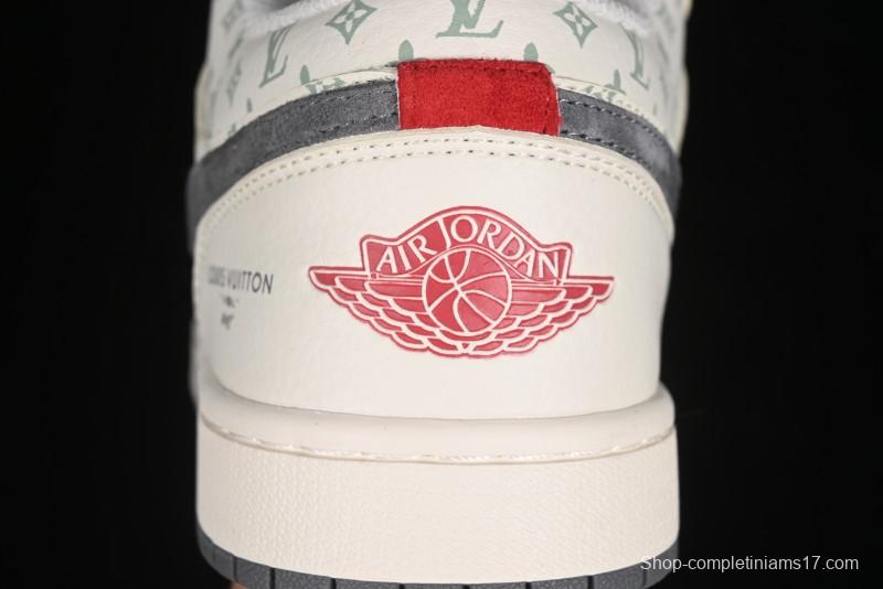 Nike Air Jordan 1 Low LV Collaboration Print Off-White Retro Basketball Shoes - WG8850-010