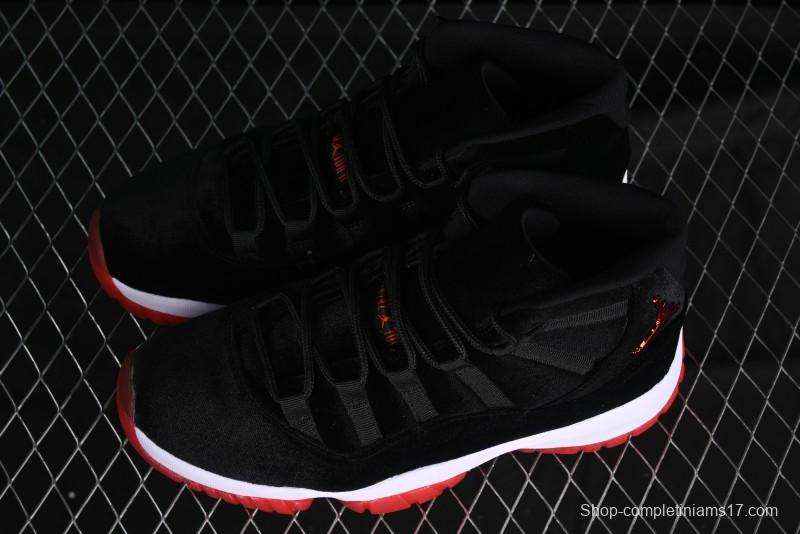 Nike Air Jordan 11 Retro "Bred Velvet" Basketball Shoes with Velvet Overlay - DB5457-061