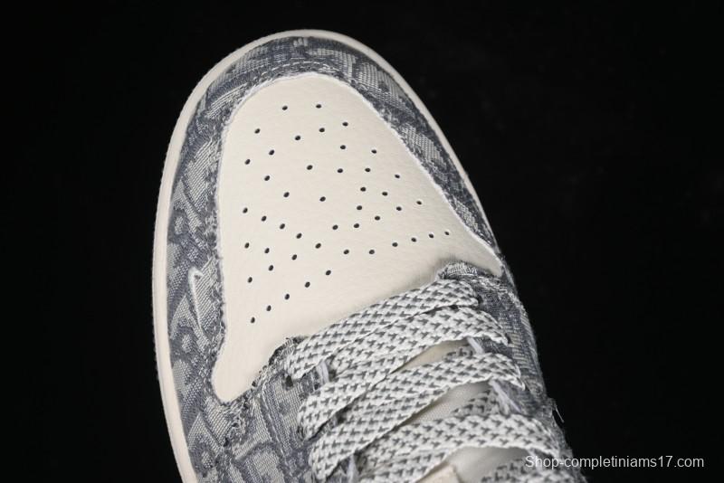 Nike Air Jordan 1 Low AJ1 Dior Collaboration - Grey Blue Red Label Retro Basketball Shoes - SJ9950-037