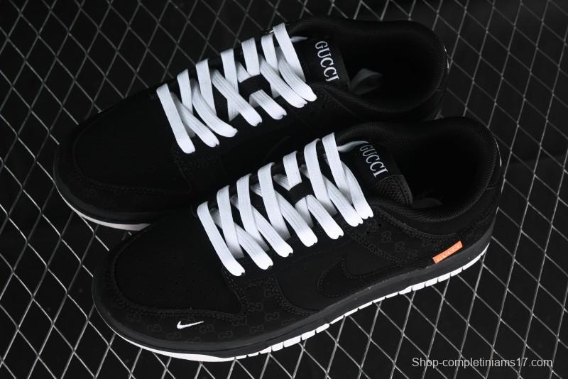 Nike SB Dunk Low Gucci Collaboration Dark Floral Pattern Anniversary Custom Low-Top Casual Sneakers - FC1688-140