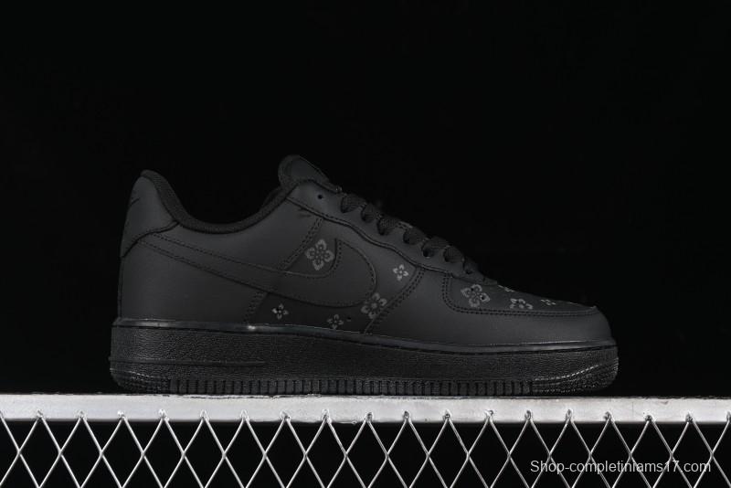 Nike Air Force 1 '07 Low LV Custom All Black Casual Sneakers - 315122-101