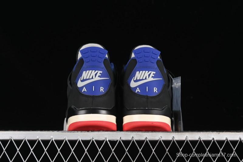 Nike Air Jordan 4 Retro Basketball Shoes in Black, Blue and Neutral Grey - FV5029-003