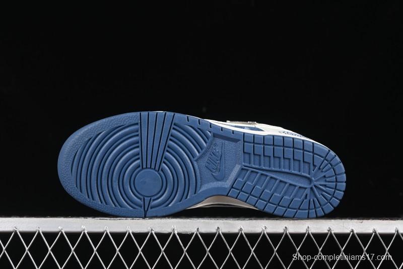 Nike SB Dunk Low LV Collaboration - Beige Blue Print Anniversary High-End Custom Low-Top Casual Skate Shoes - JH8310-954