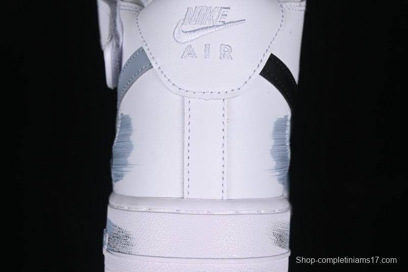 Nike Air Force 1 Mid Custom Hand-Painted Broken Three Hooks Shadow Spray-Painted Strap Mid-Top Casual Sneakers - CW2289-111