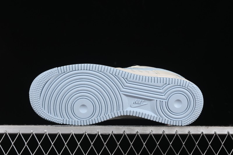Nike Air Force 1 '07 Low Stussy Collaboration - Off White Elegant Blue Low-Top Casual Sneakers - XZ3328-002