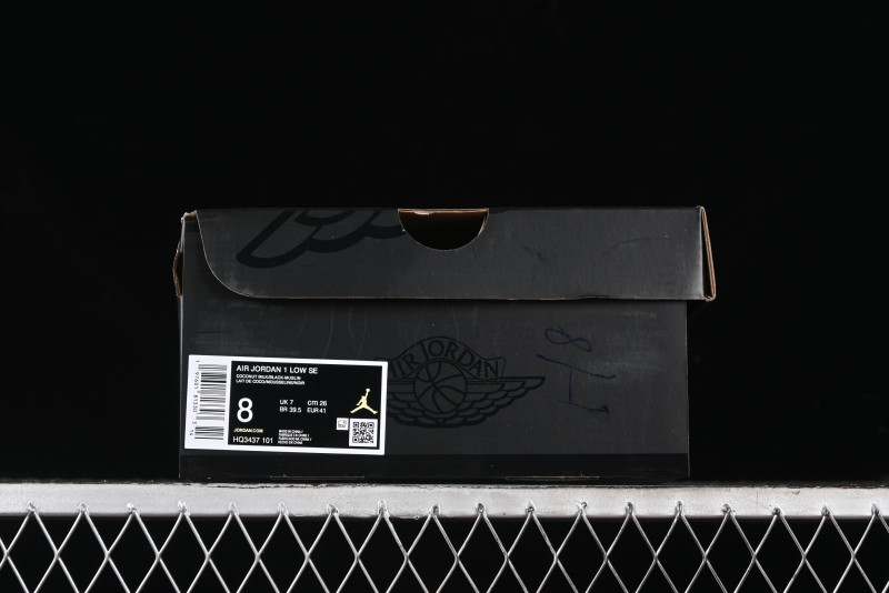Nike Air Jordan 1 Low "Coconut Milk Black" Casual Basketball Shoes with Contrast Swoosh - HQ3437-101