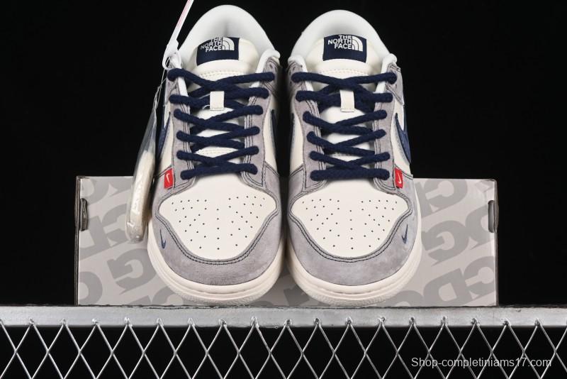 Nike SB Dunk Low The North Face Collaboration - Grey Pig Eight Blue Hook Anniversary High-End Custom Low-Top Casual Skate Shoes - SJ1089-010