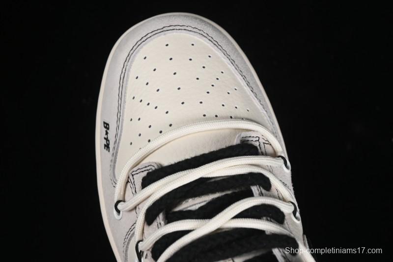 Nike SB Dunk Low BAPE Collaboration - Strap Black Hook Anniversary High-End Custom Low-Top Casual Skate Shoes SJ2068-299