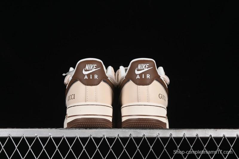 Nike Air Force 1 '07 Low Gucci Collaboration - Brown Coffee Drawstring Low-Top Casual Sneakers - SJ1198-400