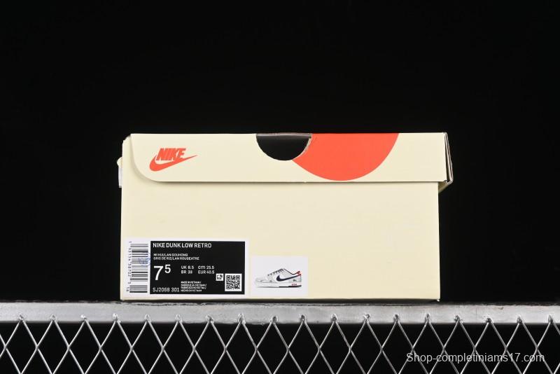 Nike SB Dunk Low Supreme x Stussy Triple Collaboration - Off White Navy Swoosh Anniversary Custom Low-Top Casual Sneakers - SJ2068-301